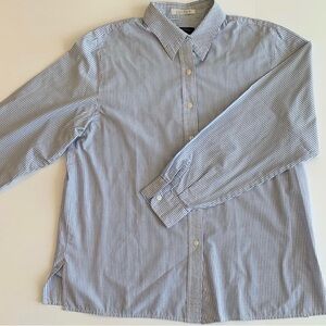 CHRLSEA CAMBELL CHARTER CLUB BLUE & WHITE GRAPH BUTTON DOWN WOMENS BLOUSE SZ 14